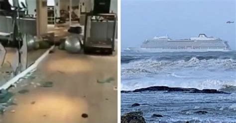 carnival cruise ship hit by wave